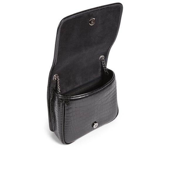 Saint Laurent Mini Niki Crocembossed Leather Crossbody Bag - One Size - Bla - Picture 2 of 4